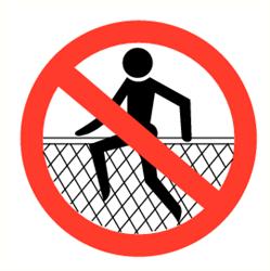 Op hek klimmen verboden
